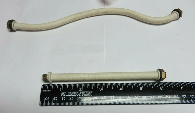 Two vintage lamp down rods 6" straight and 10.5" curved