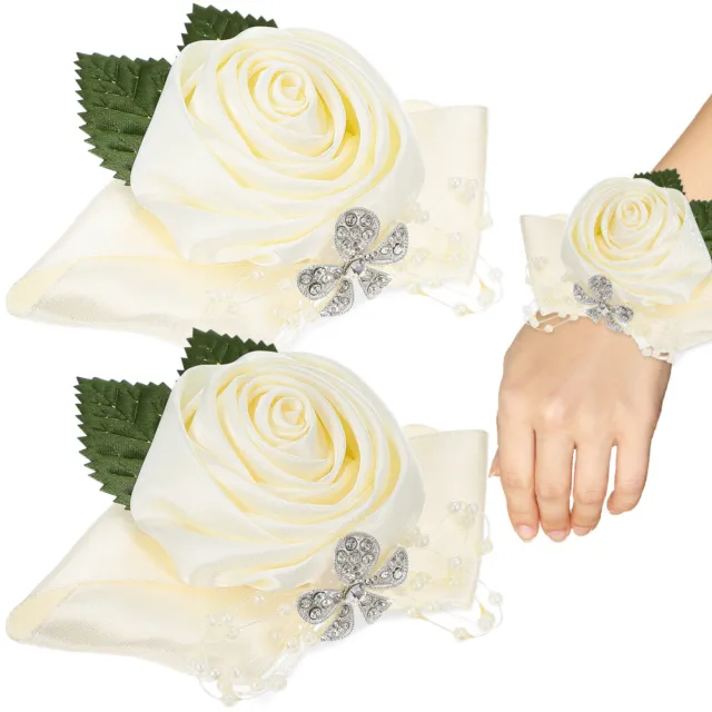 2 pz Braccialetto da polso corsetto in pizzo bouquet da sposa fiori