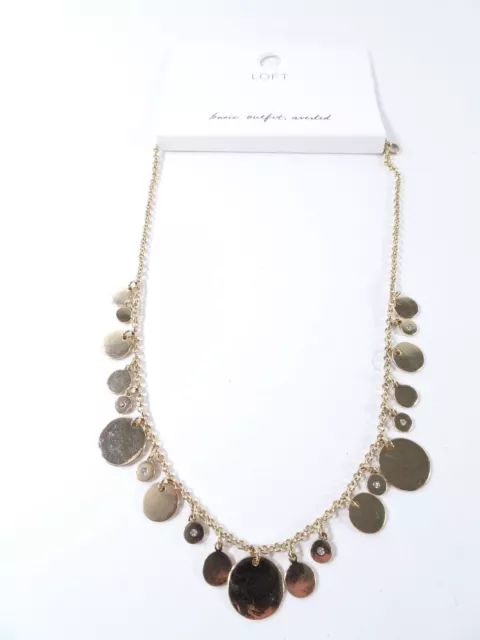 Ann Taylor LOFT Women's Gold Disc Crystal Dot Necklace NWT 34.50