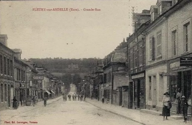 27 Eure Cpa Fleury Sur Andelle Gde Rue Commerce Imprimerie Carte Ecrite