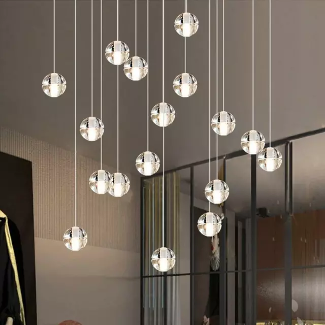 Crystal Chandelier Lighting Bar Lamp Stair Pendant Light Hotel Ceiling Lights