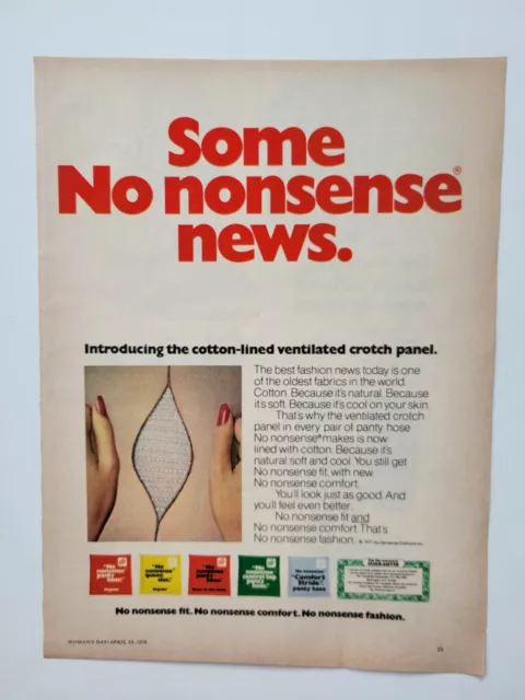 1978 women's No Nonsense hosiery stockings pantyhose crotch vintage fashion ad