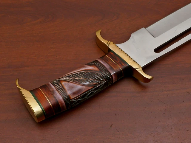 Custom Hand Made D2 Blade Bowie Hunting Knife- Stained Engraved Bone  - Za-3086 6