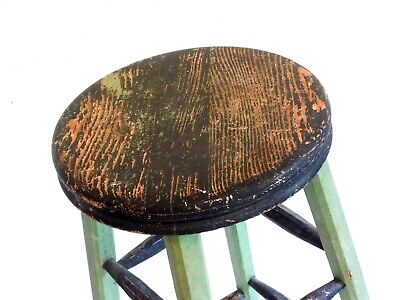 Green and black stool octagon legs and stretchers sturdy 26" h. 5