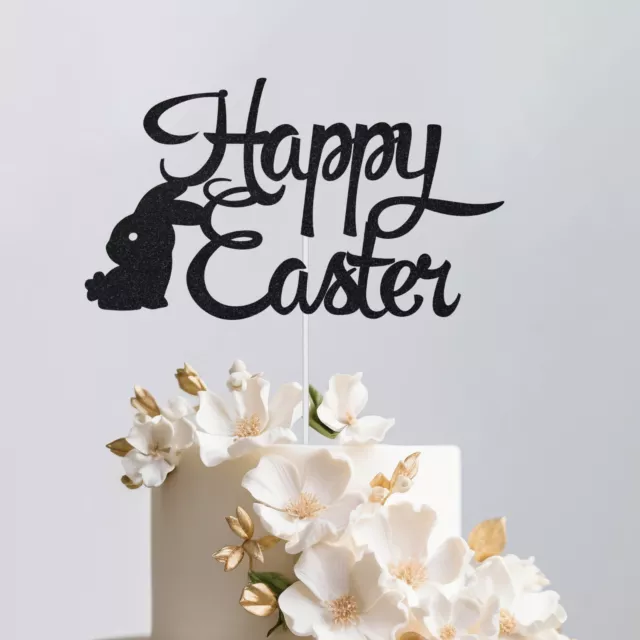 Happy Easter Cake Topper With Easter Bunny Design Glitter Easter Party Decor UK
