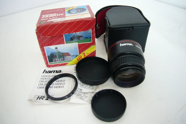 Objetivo de video Hama Tele 2.0x HR2 C/W caja original, estuche + anillo adaptador