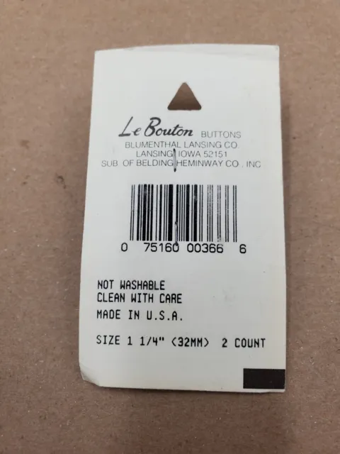 La Bouton Round 1 1/4in 32mm Wooden Toggle on Card Unused Blumenthal 2 ct 2