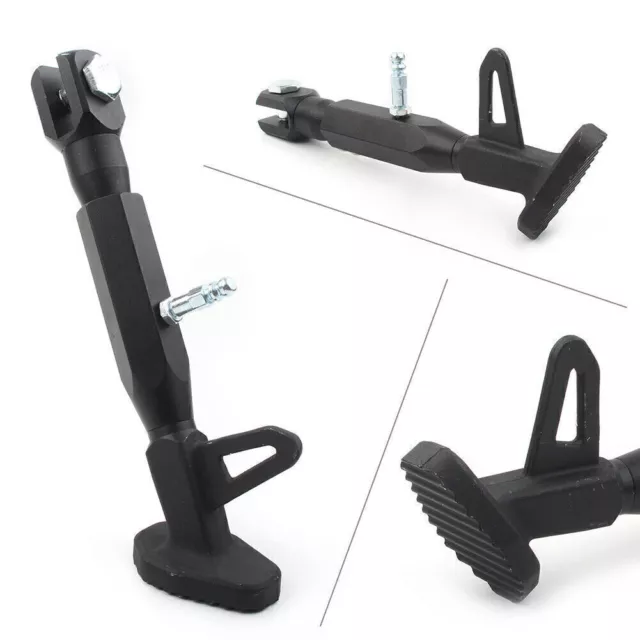 1x Black Adjustable Black Kickstand Foot Side Stand Universal For Motorcycle