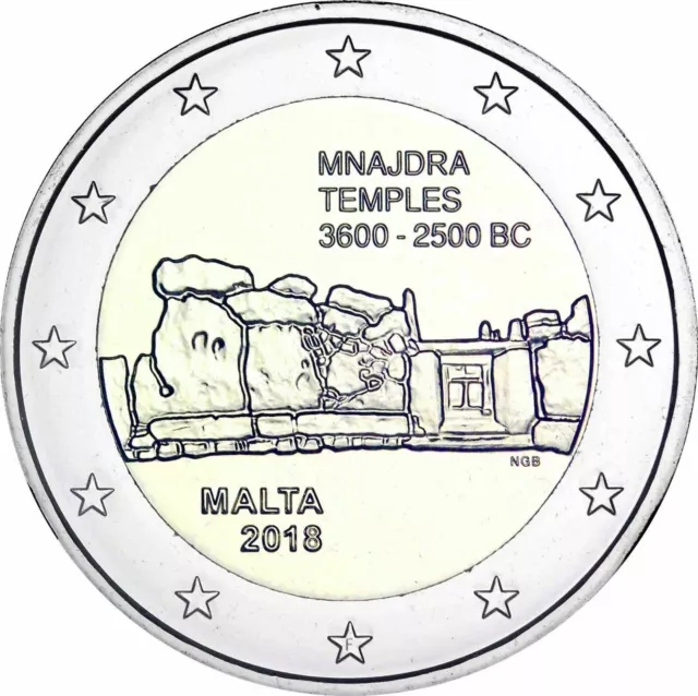 2 Euro Commemorativa Malta 2018 - Templi Di Mnajdra - Fdc Unc -