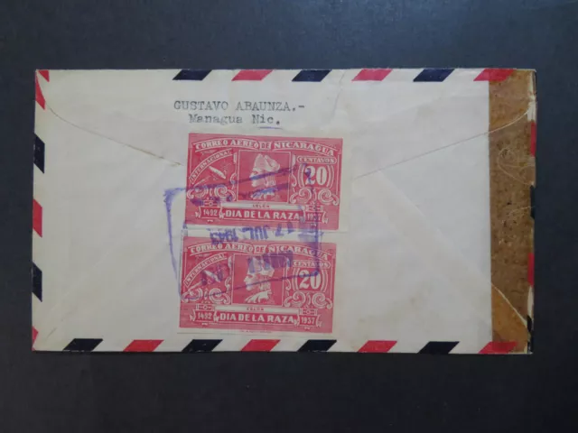 Nicaragua 1943 Censor Airmail Cover to USA - Z8350