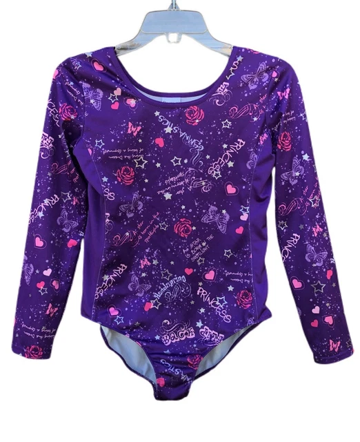 Danskin Now Purple Pink Princess  Long Sleeve Leotard Girls Size S XL 14-16