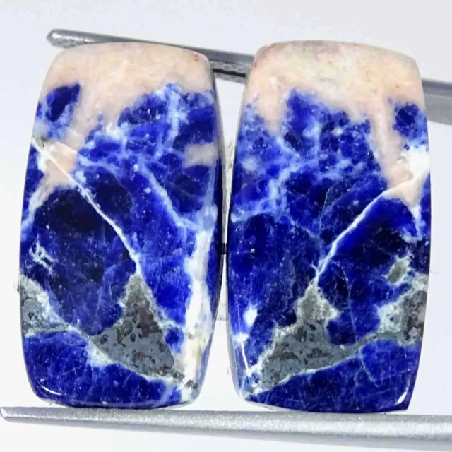 25.70Cts Natural Sodalite Pair Cushion Cabochon Loose Gemstones