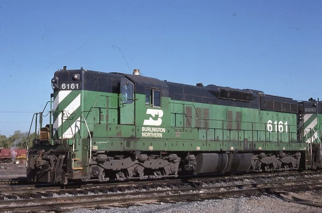 BN 6161 BURLINGTON NORTHERN Railroad Train Locomotive GALESBURG IL Photo Slide