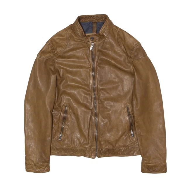 MASSIMO DUTTI Giacca in Pelle Marrone Uomo L