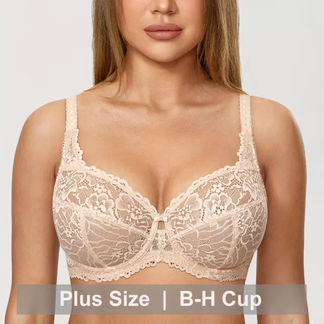 UK LADIES FRONT Fastening Posture Firm Support Non Wired Lace Bra Plus Size  Cups £11.98 - PicClick UK