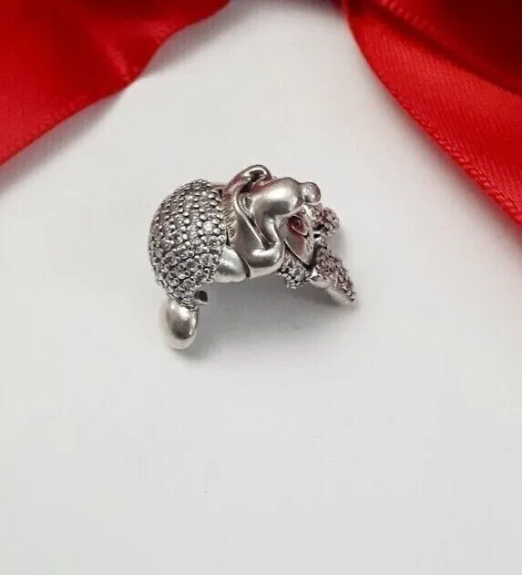 Genuine Pandora Disney Minnie Mouse Pink Pave Bow Clip Charm Bracelet Stopper