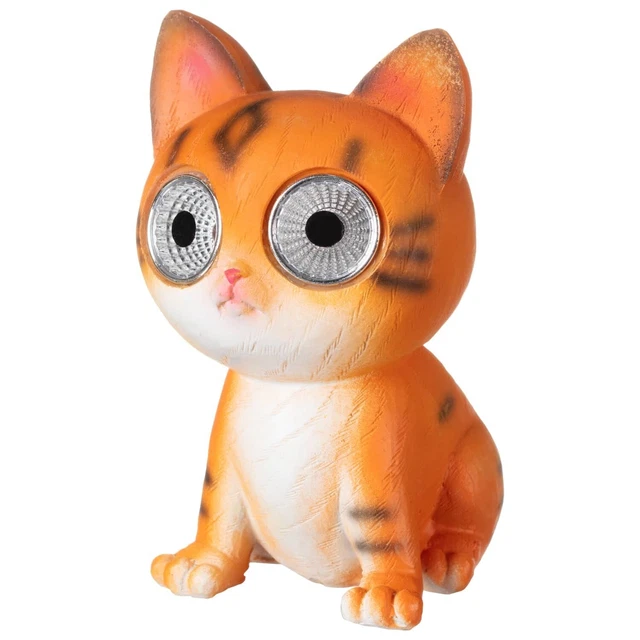 Garden Animal Ornament With Solar Powered LED Eyes - Cat decorative