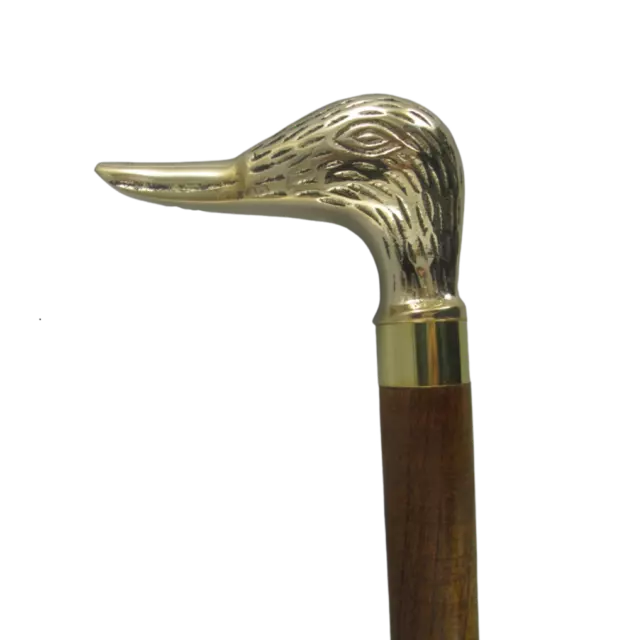 Schuhlöffel, Schuhanzieher im Marine Stil mit Enten Kopf Griff Messing 48 cm 2