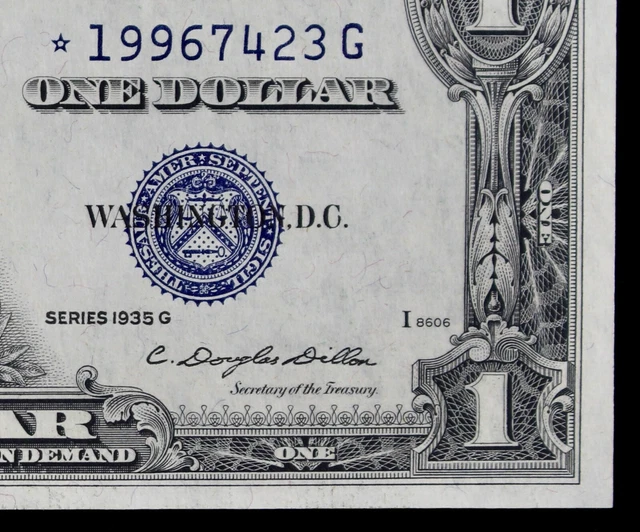 $1 1935G Star w/Motto CU Silver Certificate *19967423G one dollar, series G