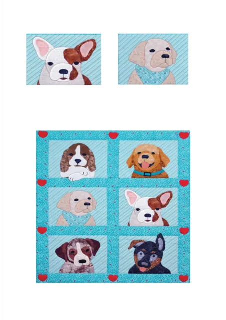 Miniature Dollhouse Turquois Dog Quilt Top Computer Printed Fabric 25