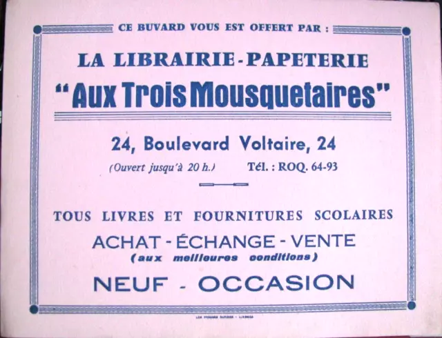 BUVARD Librairie Papeterie Aux Trois Mousquetaires