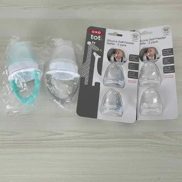 OXO TOT Silicone Two Self Feeder with Four feeder refills