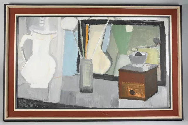 B56Y07- Gemälde Stillleben mit Kaffeemühle, monogr. HH 1961