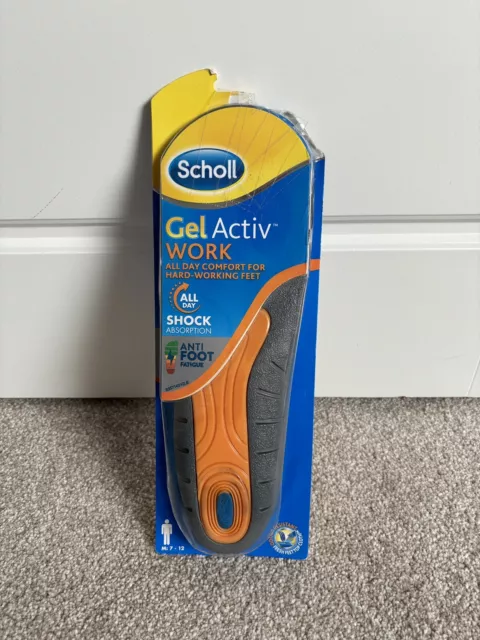 Scholl Insoles Gel Active Work For Men Anti Foot Fatigue Inner Soles UK 7 To 12