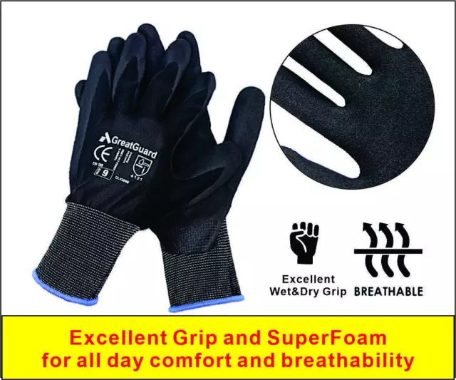 Work Safety Glove Black Nitrile Micro Foam Sandy Hand Protection Oil Resistant