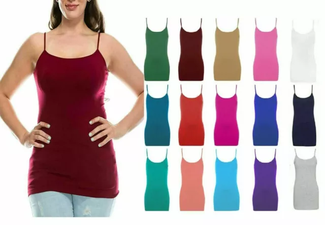 Ladies Stretch Plain Strappy Vest Cami Women's Tank Top Cotton Cami High  Quality