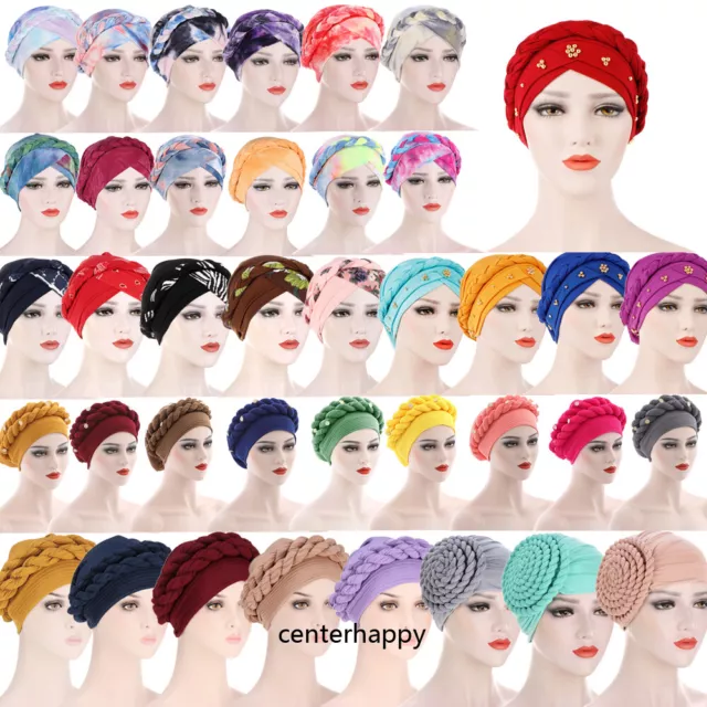 Women Cancer Hat Chemo Cap Muslim Hijab Braid Head Scarf Turban Head Wrap Cover​