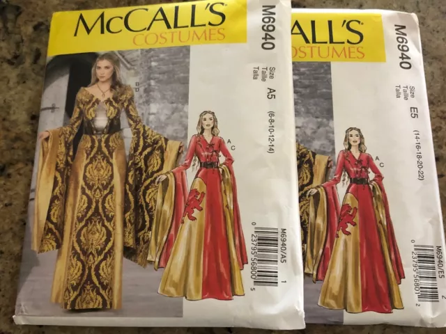 🌹McCALL'S #M6940 - LADIES RENAISSANCE GOWN COSTUME PATTERN 6-14 / 14-22 FF