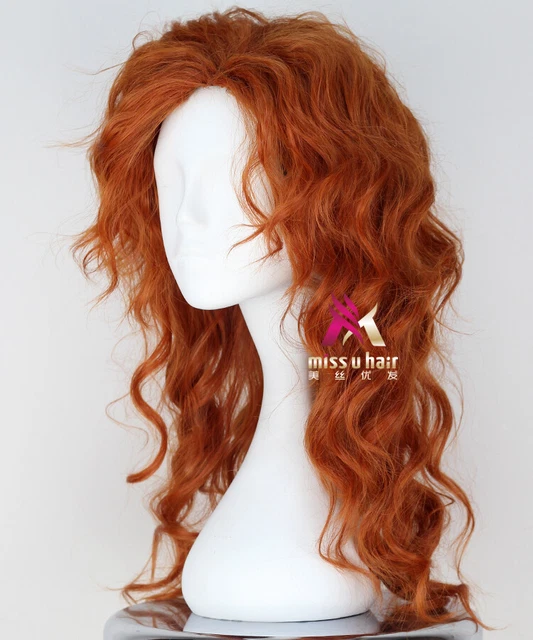Nueva peluca naranja amarillo largo cabello ondulado campana pirata hada cos fiesta