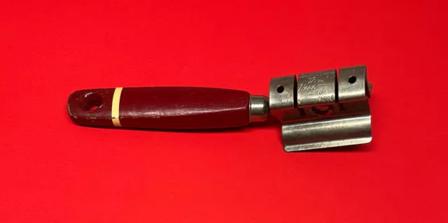 Vintage A&J Ekco Knife Sharpener Red handle with White Stripe 1950's ??