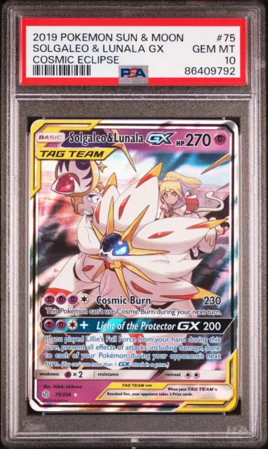Solgaleo & Lunala Gx 75/236 - Psa 10 - Cosmic Eclipse Psa Gem Mint Pokemon Card