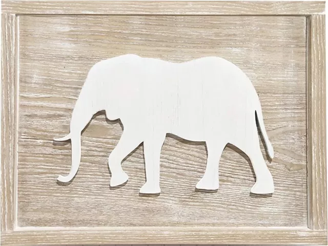 Wall Art Decor Elephant For Kids Wood Cutout 16 x 12 Inch -Neutral
