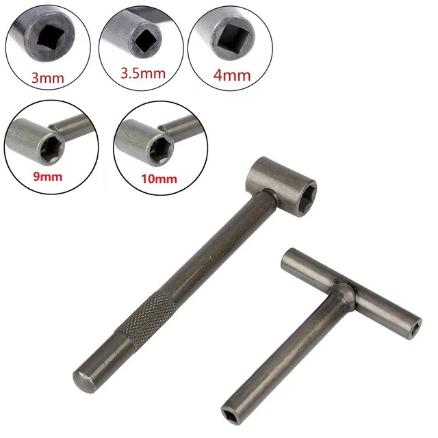 2pz Set Chiave a T S Sgombero Valvola Moto con Foro Esagonale e Quadrato