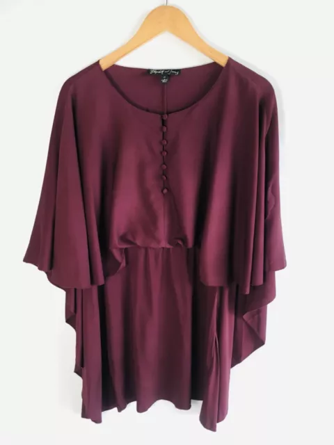 $395 Elizabeth and James Silk Dress *FLAW* Oxblood Red Draped Party Dress 0 XS