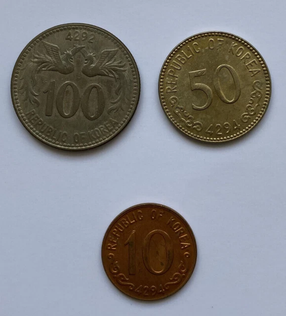 Korea 1959 100 Hwan, 1961 50 Hwan 10 Hwan ****Scarce Coins****