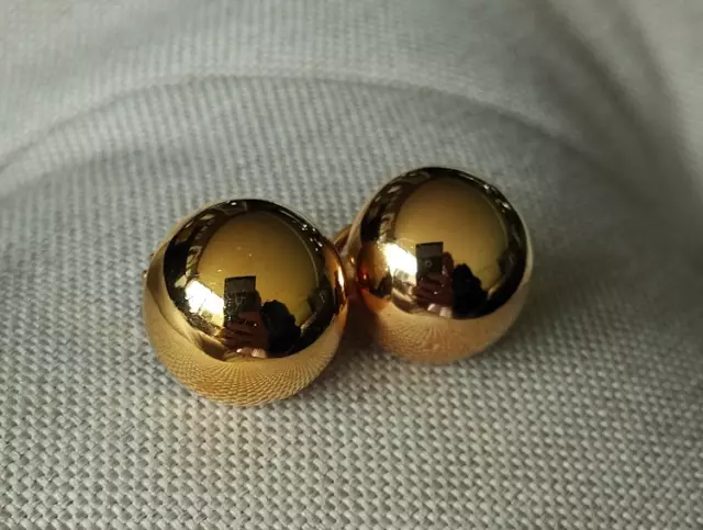 Bronze Milor Italy earrings pierced half ball dome yellow gold-tone post & clip
