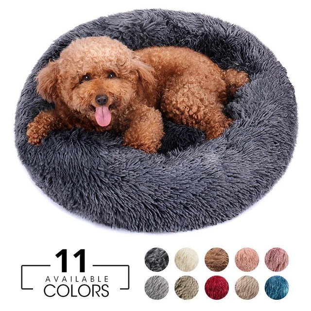 Lit pour chien beignet doux rond en peluche chat lits nid apaisant...