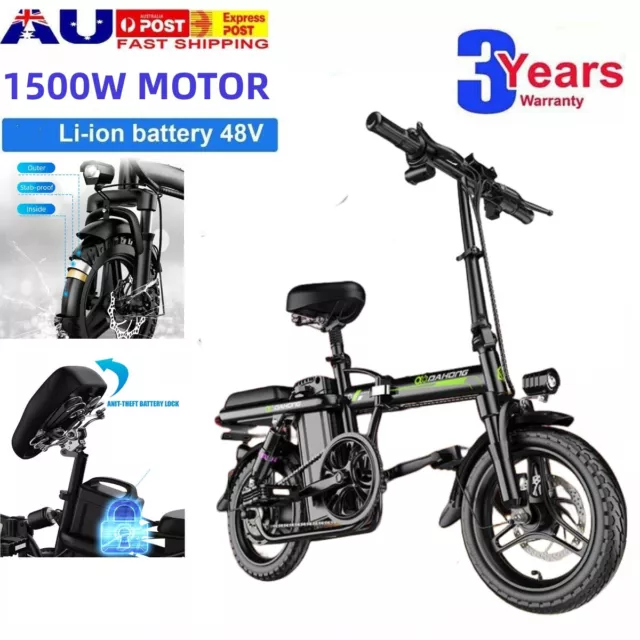 🚨1500W Electric Bike Fold Commuter Bicycle Scooter 100KM 48V🚨Lithium Battery🚨