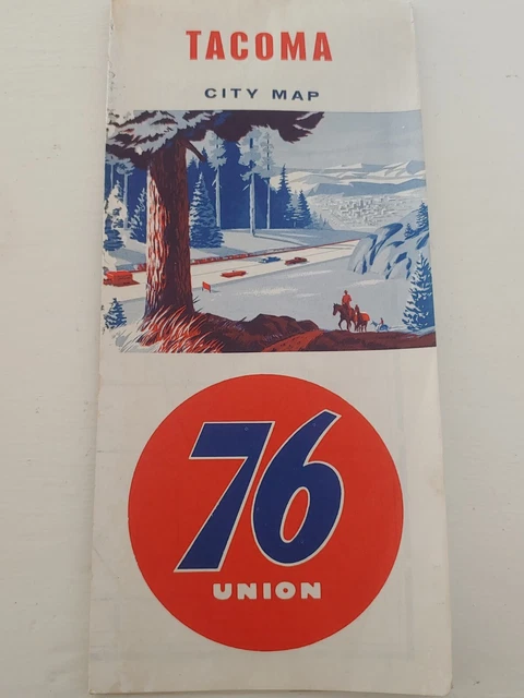 Antique vintage gas oil 1940s Union 76 Tacoma Wa City Map