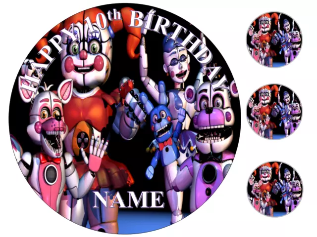 24 x Edible Personalised Icing Five Nights at Freddys Birthday CupCake  Toppers