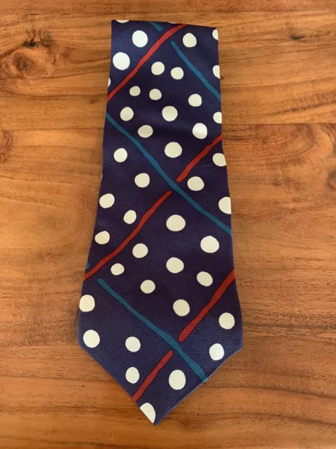 PERRY ELLIS 100% Silk Vintage Unique Artistic Colorful Polka Dot Tie ...