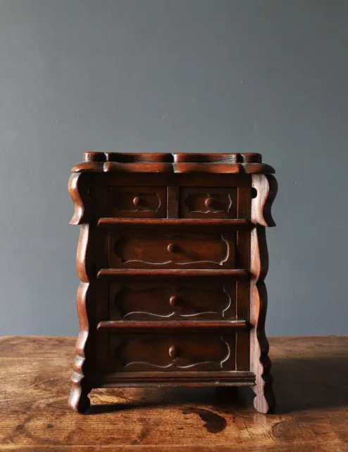 C. 1900 French Oak Miniature Chest Of Drawers