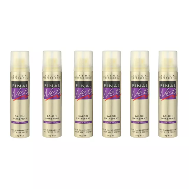 6 x Final Net Hairspray Super Hold 50g Instant Hair Styling Hairdressing