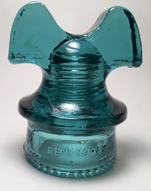 Hemingray No 60 / CD 257 Aqua w/Amber Swirls “Mickey Mouse” Glass Insulator