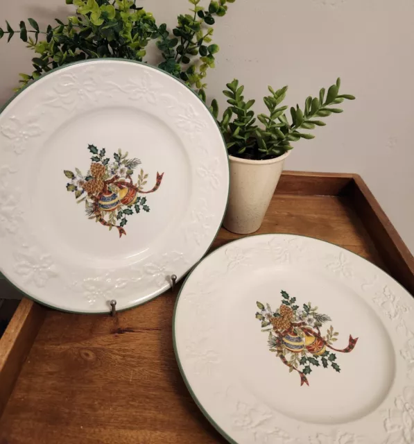 Pair of NEW MIKASA  DB901 "HOLIDAY SEASON"  Dinner Plates - New w/tags