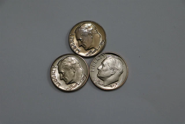 Usa Dime's 1977 Coin Set Regular + D + S Proof All High Grade B32 Cm13-2
